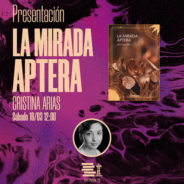 Cristina Arias presenta el poemario 'La mirada aptera'